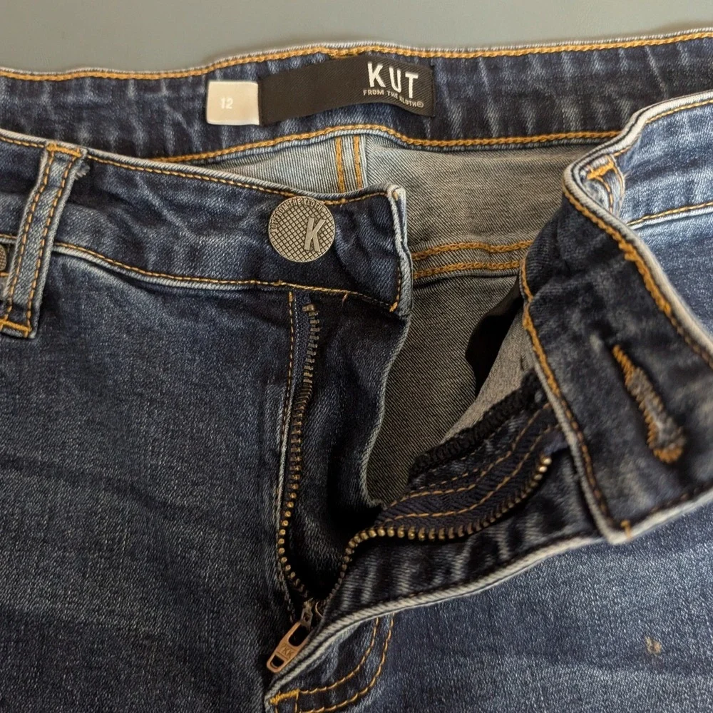 KUT from the Kloth Catherine Boyfriend Shorts Womens 12 Dark Wash Distressed